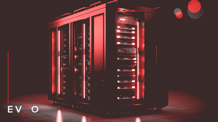 Imagem de um servidor dedicado com iluminação vermelha, destacando diversos tipos de servidores dedicados em um ambiente escuro. A imagem é ideal para ilustrar as várias configurações e especializações de servidores disponíveis para diferentes aplicações tecnológicas.