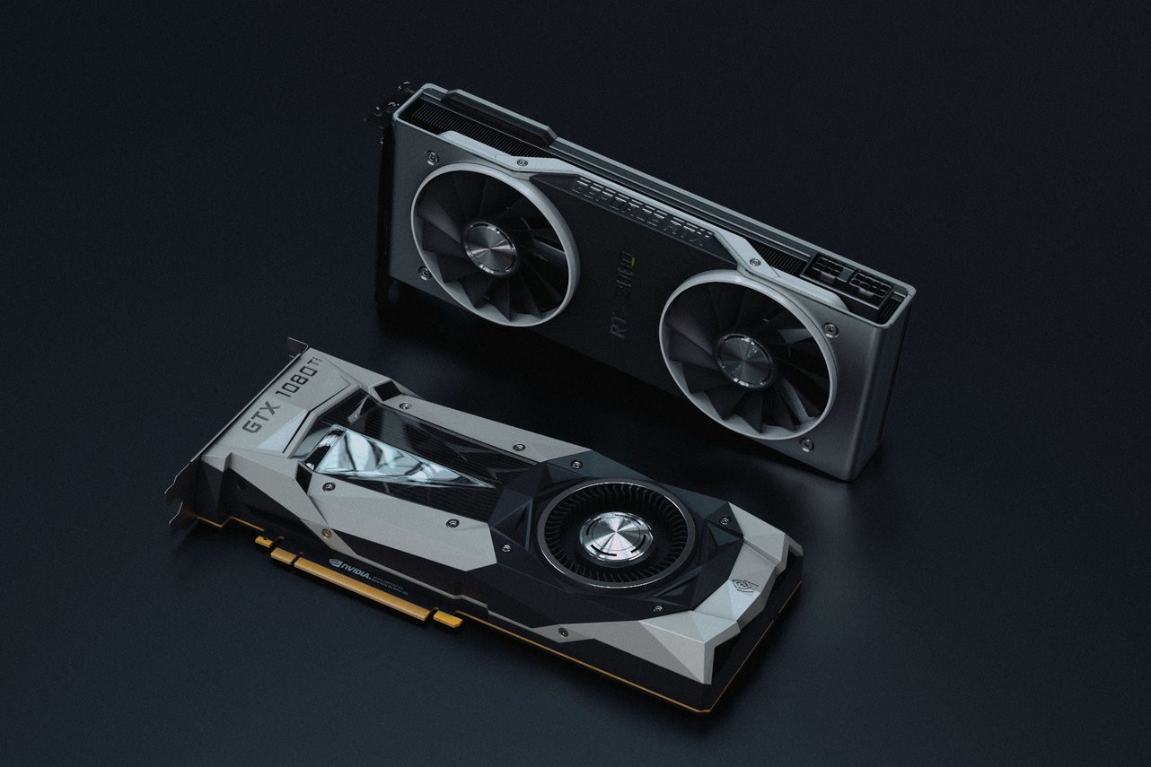 Uma visão aproximada de unidades de GPU modernas, ideal para visuais de jogos e tecnologia.